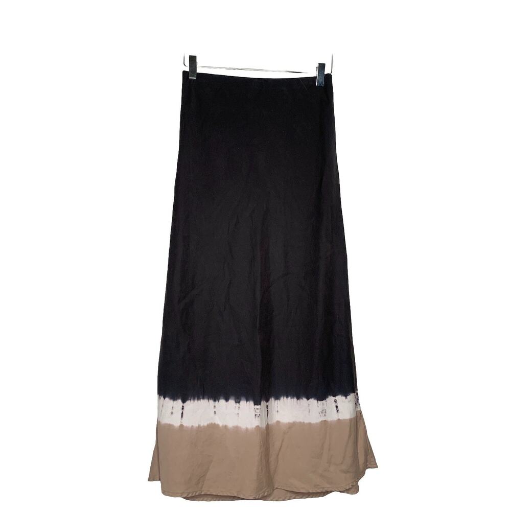 Anthropologie Cloth & Stone Small Tie Dye Midi Skirt Black Tan Sz Small NWOT